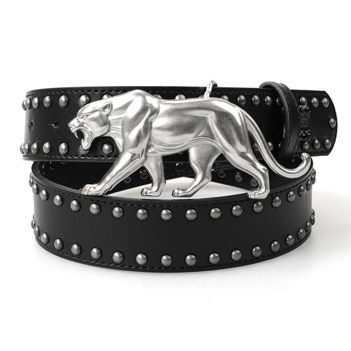 CEINTURE "PANTHER" - CUIR NOIR pour la vente par The Dark Triad Shadows