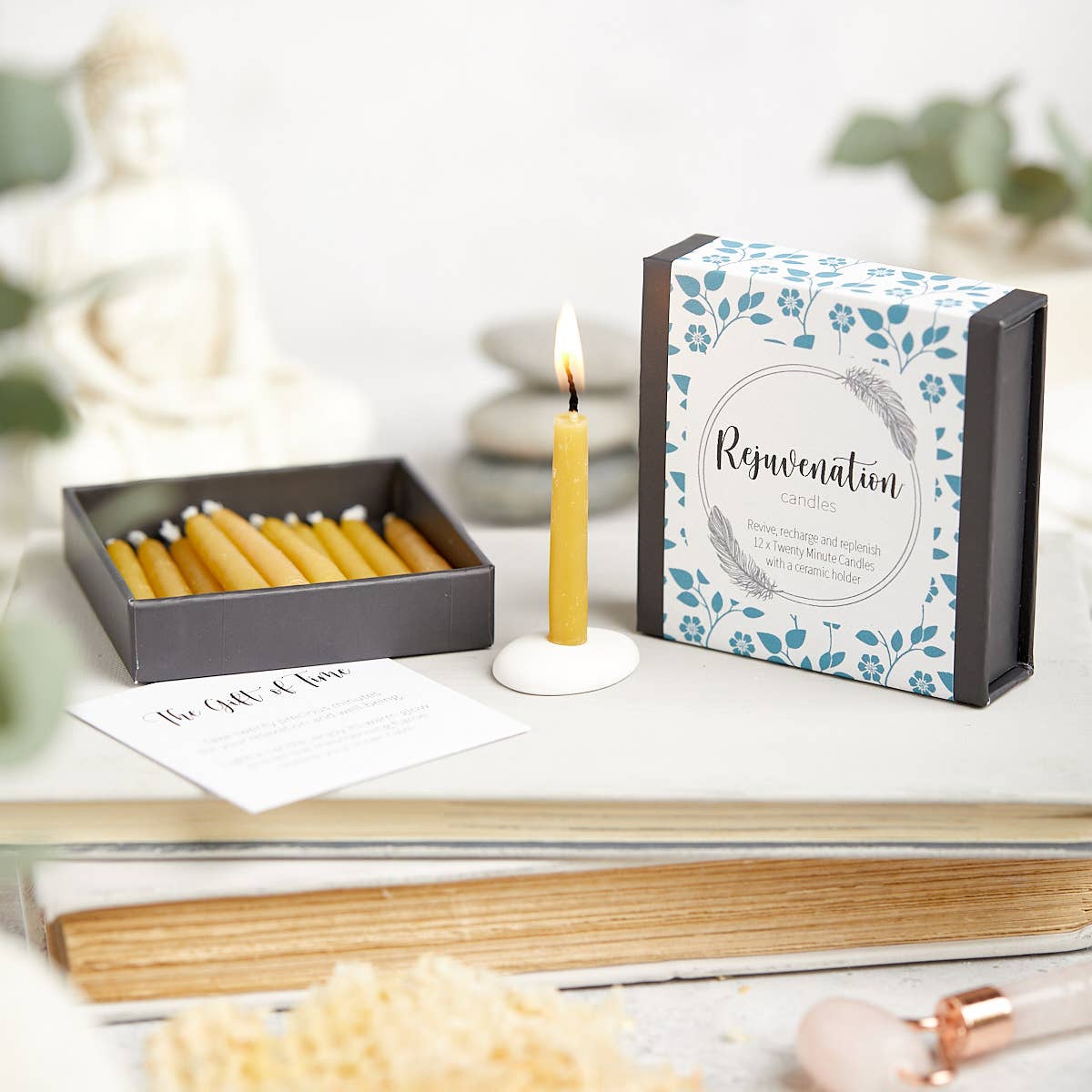 Cotton & Grey - Venta al por mayor Velas cónicas/candeleros - Paquete Mente Cuerpo Alma33