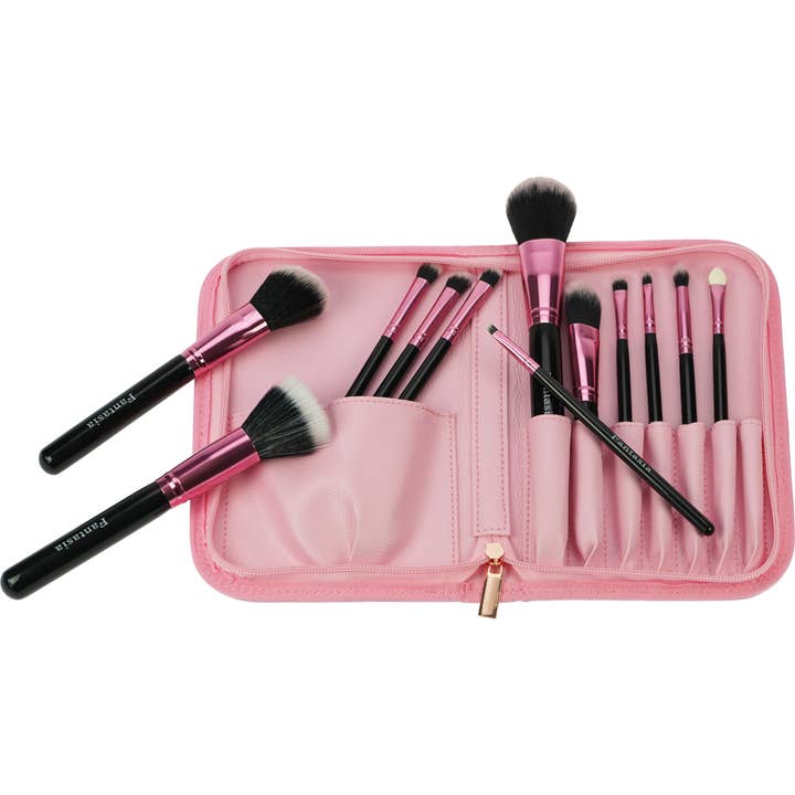 Conjunto de pincel de maquiagem 12 peças, cabelo sintético rosa/preto por atacado de Fantasia R. Espig KG