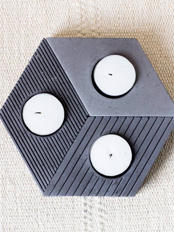 Geometric Dark Gray Tea light Holder Set of 3 for wholesale by WinAri