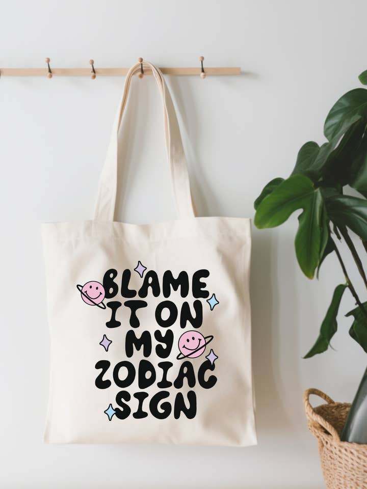 Blame It On My Zodiac Sign Small Canvas Tote Bag for wholesale by EnchantingSunshine