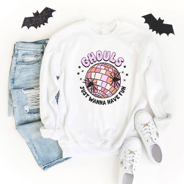 Ghouls Disco Ball | Sweatshirt | Halloween for wholesale by Olive And Ivory Wholesale