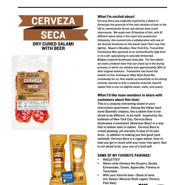 Charlito's Cocina - Wholesale Salami - Cerveza Seca - Salami With Belgian Style Quad Ale Pre-Sliced7