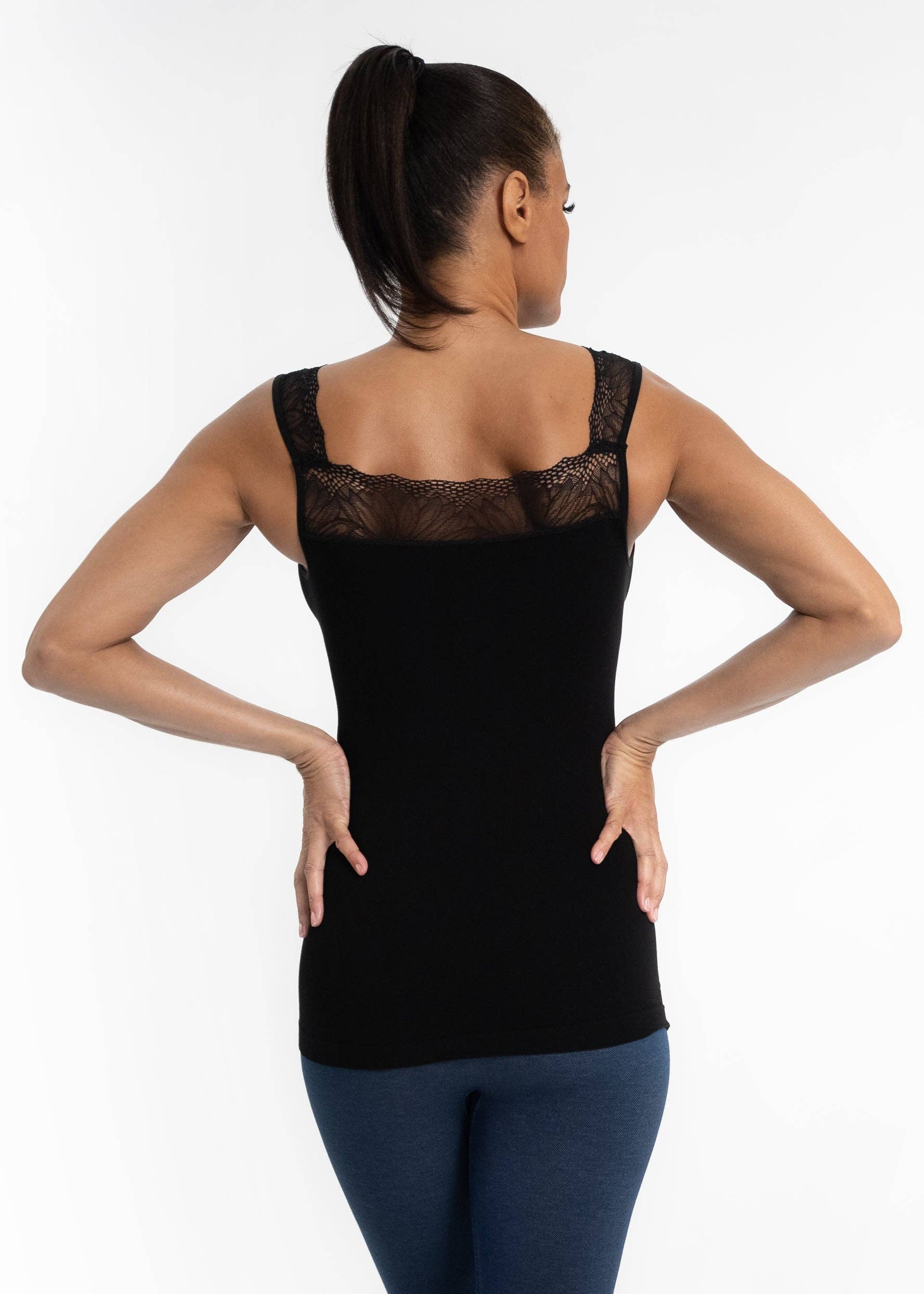 ELIETIAN - Vente Haut en maille – femme - Top réversible avec insert en dentelle19