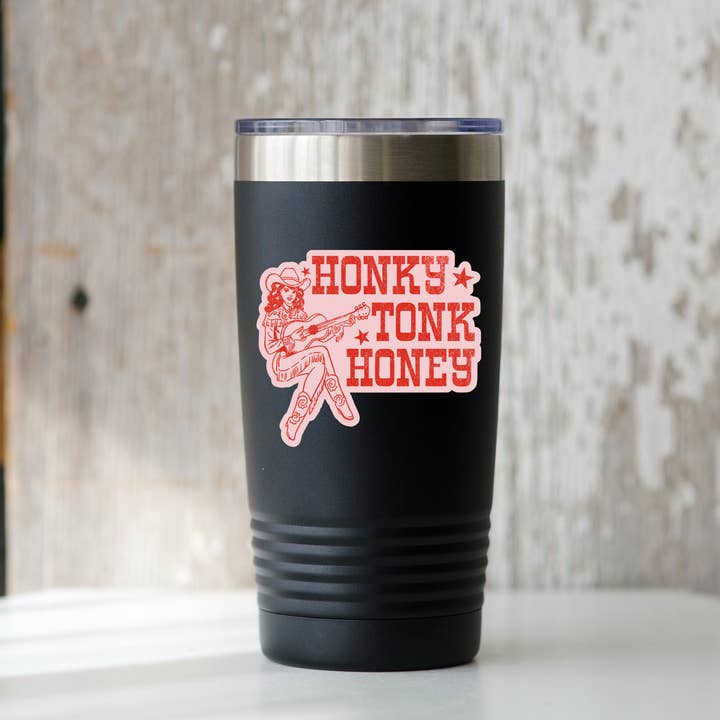 Yarnival - Wholesale Sticker - Honky Tonk Honey Sticker - western, rodeo, cowgirl, cowboy