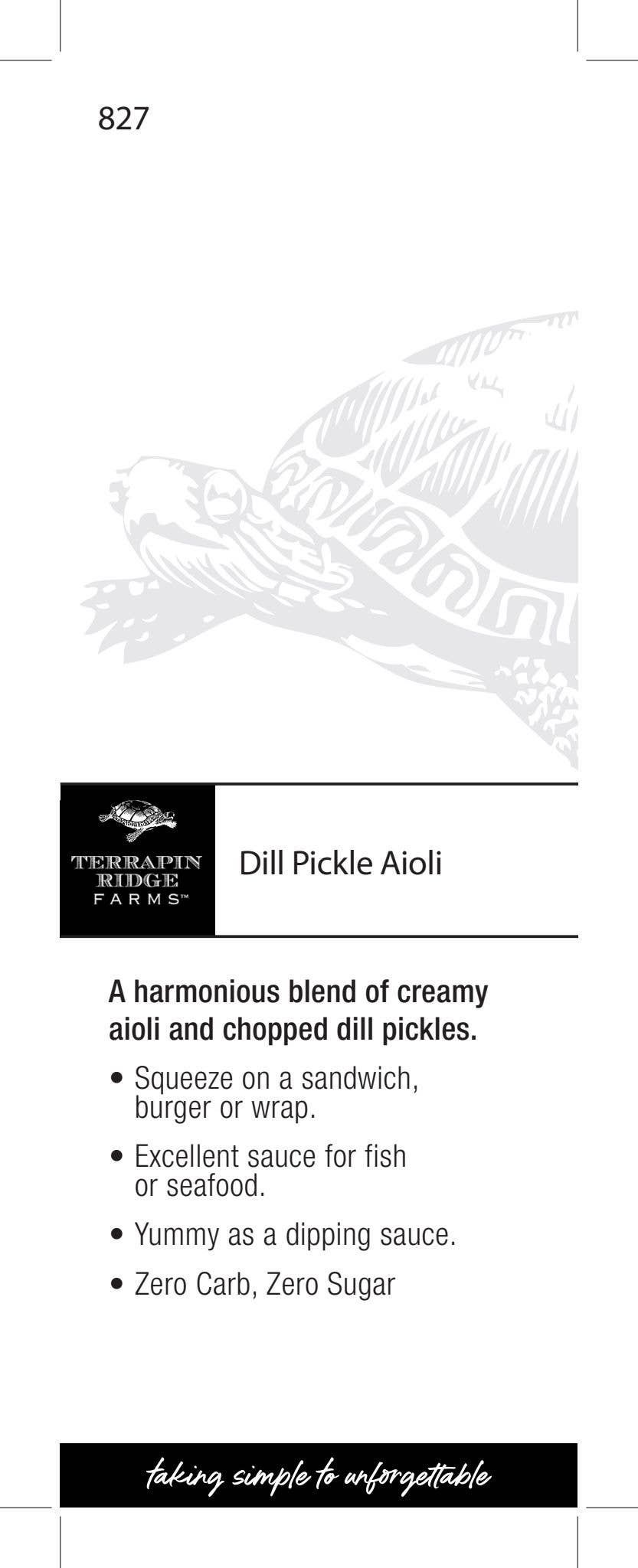 Terrapin Ridge Farms - Wholesale Sauce - Shelf Talker Dill Pickle Aioli0