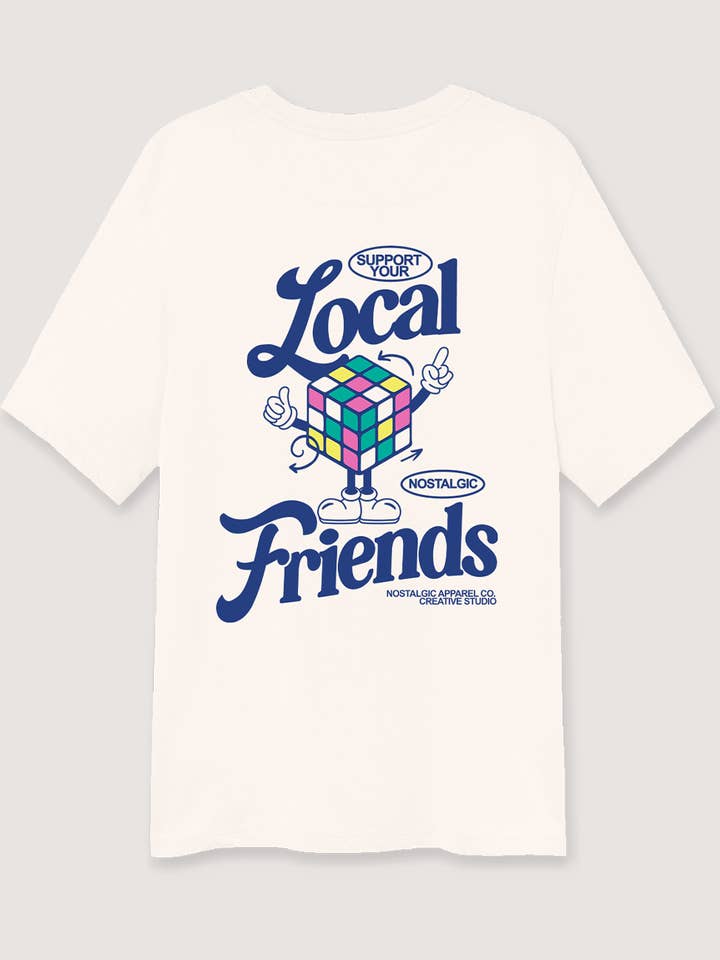 Support your local | OffWhite Tee for wholesale by Nostalgic Apparel