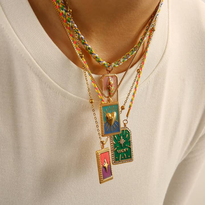 Vintage 18K Steel Tarot Card Pendant Necklace_CWMM8814 for wholesale by ACCITY