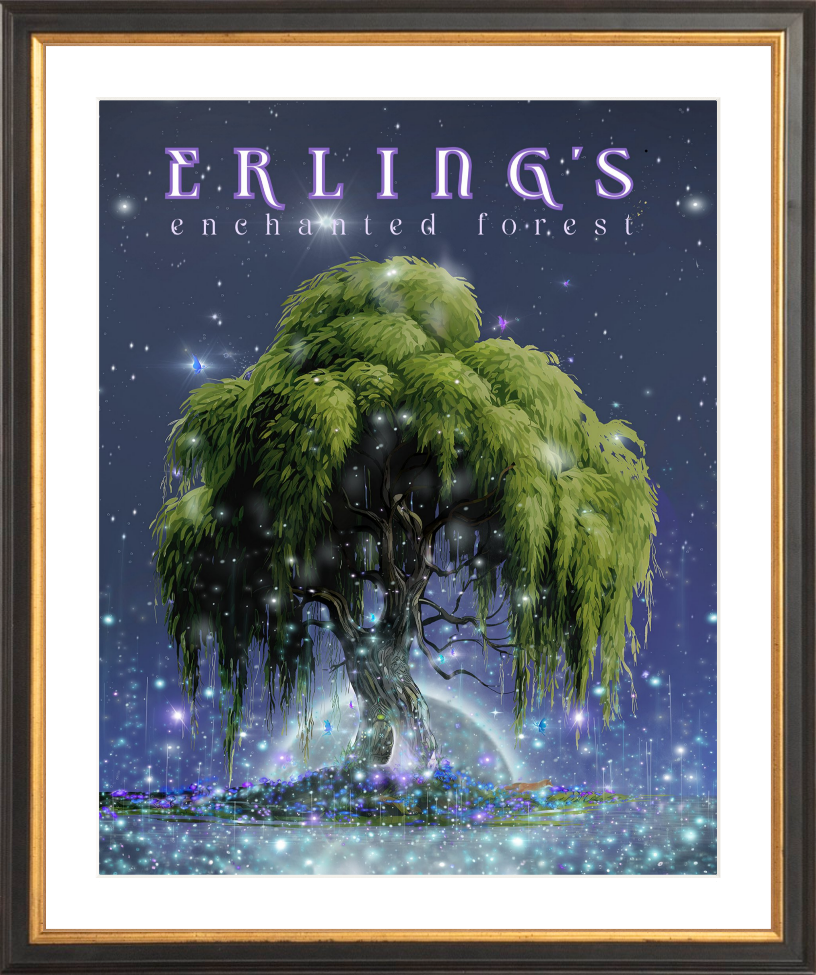 Erling's Enchanted Forest – wholesale Väggdekor - Barn och baby – Erlings förtrollade skog - TWILIGHT Inramad tryck1