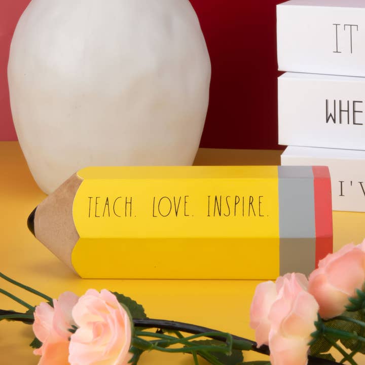 DesignStyles Home - Wholesale Decorative Tabletop Object - Rae Dunn "Teach, Love, Inspire" Pencil Décor