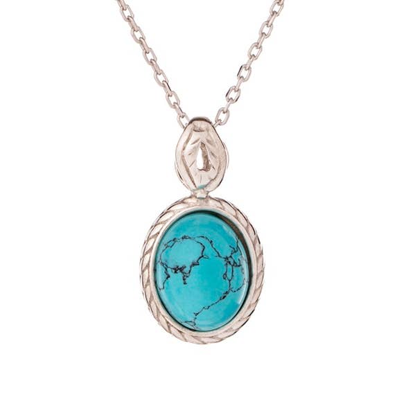 Oval turquoise pendant, sterling silver 925, 1.2+0.6 cm for wholesale by OPALOOK France