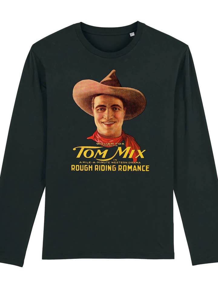 T-shirt à manches longues en coton biologique Tom Mix Rough Riding Romance, 1920 pour la vente par Flashback Shop