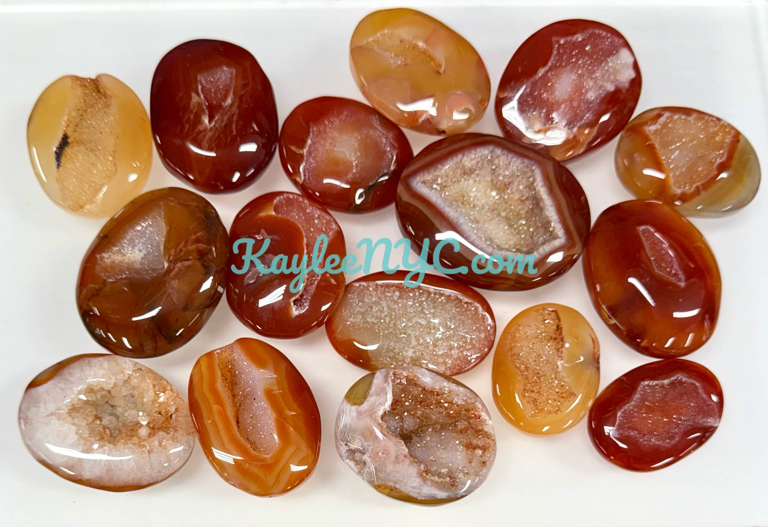 KayleeNYC - Wholesale Spiritual Stone/Crystal - 2 Lbs Natural Druzy Carnelian Palm Stone Crystal Energy 0