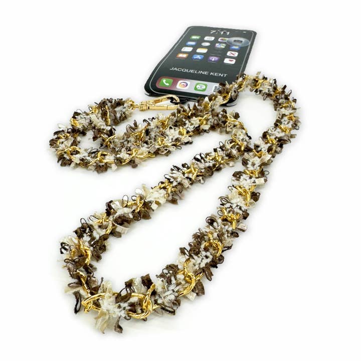 LUX LONG PHONE LANYARD BROWN for wholesale by Jacqueline Kent