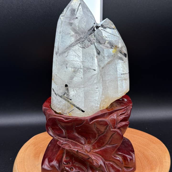 3 lb Blk tourmaline in quartz tower w/ custom stand G880 for wholesale by The 7 Directions