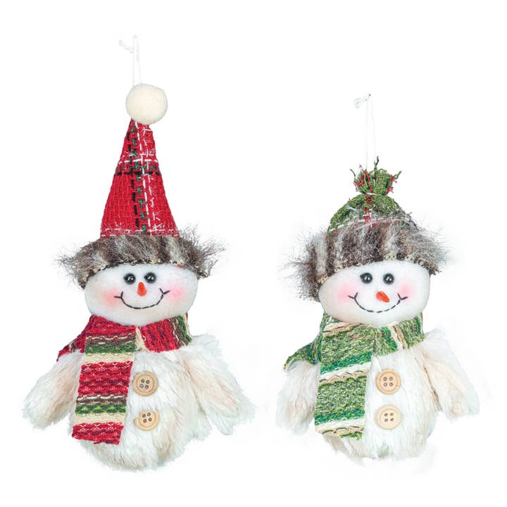 Skogsjulrutigt snögubbeprydnad - 2 olika för wholesale av Hanna's Handiworks