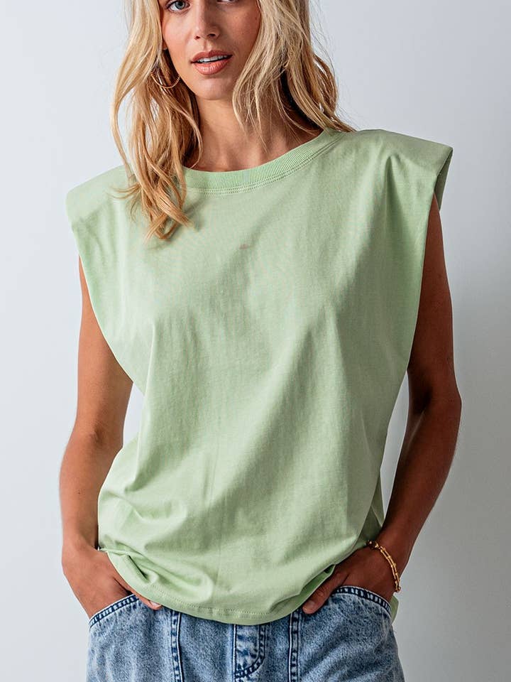 PADDED SHOULDER SLEEVELESS MUSCLE TEE for wholesale by Fashion Week