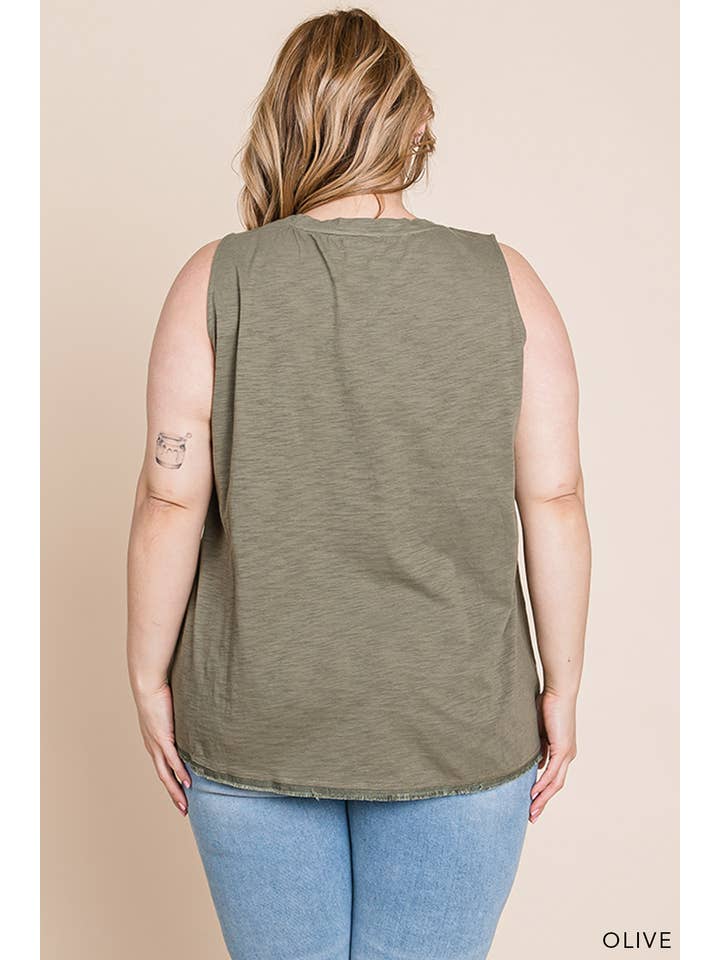 Cotton Bleu - Wholesale Tank Top - Women's - 63641_CURVY - Women's Washed Cotton Slub Tank Top7