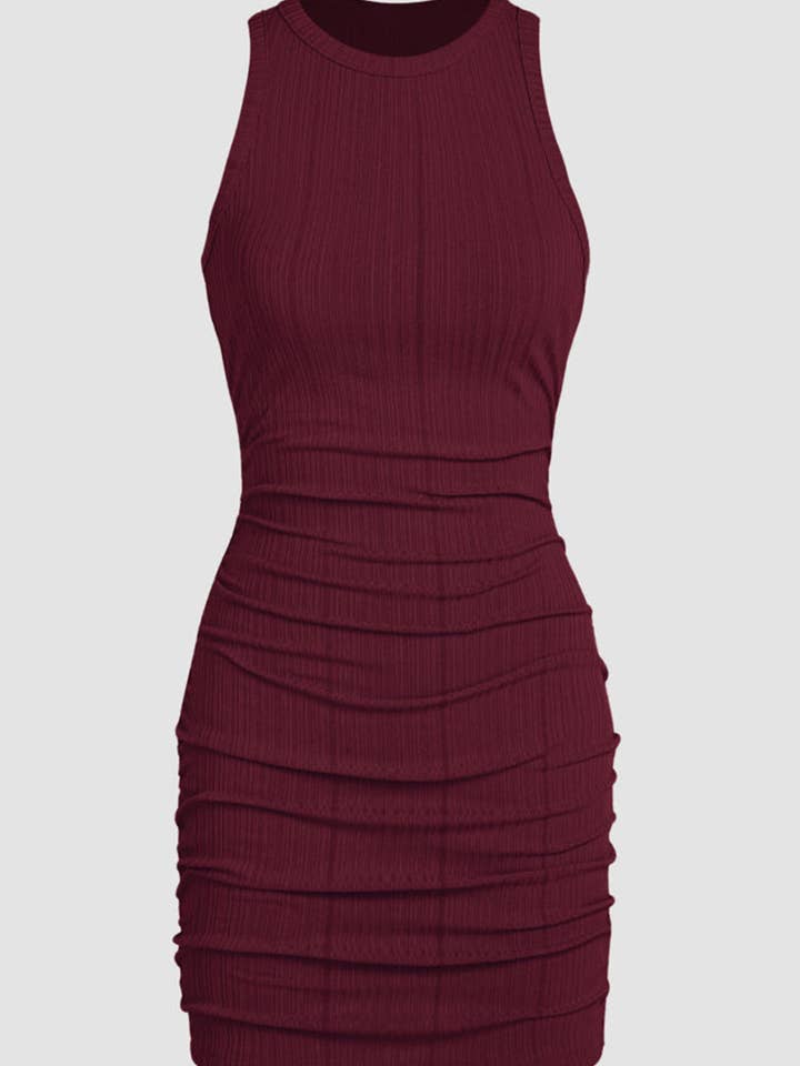 Red Dahlia Ruched Sleeveless Bodycon Dress for wholesale on Faire