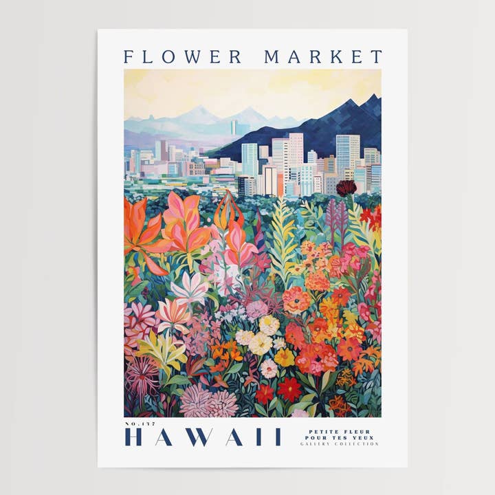 Poster del mercato dei fiori delle Hawaii per la vendita all'ingrosso da parte di Enchanted Sights