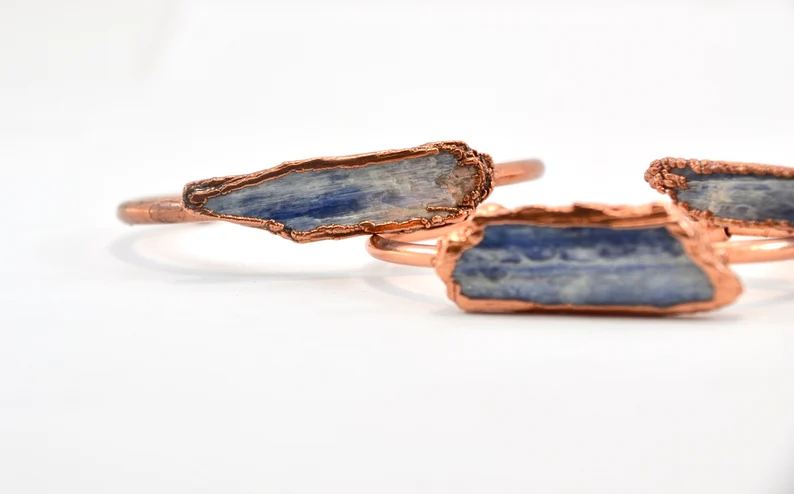 Daddy Daughter Jewelry – wholesale Manschettarmband – Rå blå kyanite koppar armband manschett3