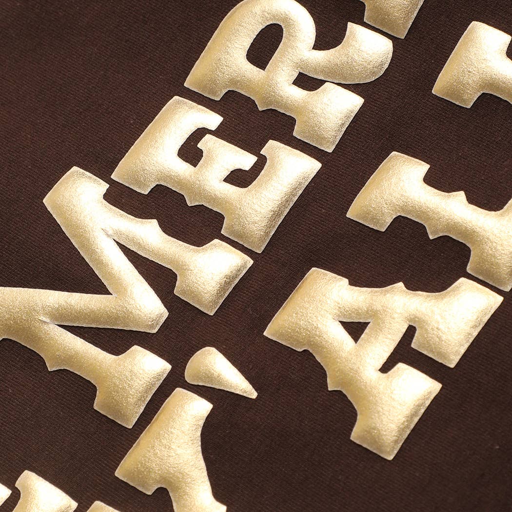 Fashion City - Wholesale Graphic Sweatshirt - Unisex - BE MERRY Y'ALL Metallic Gold PUFF Heavyweight Sweatshirt3