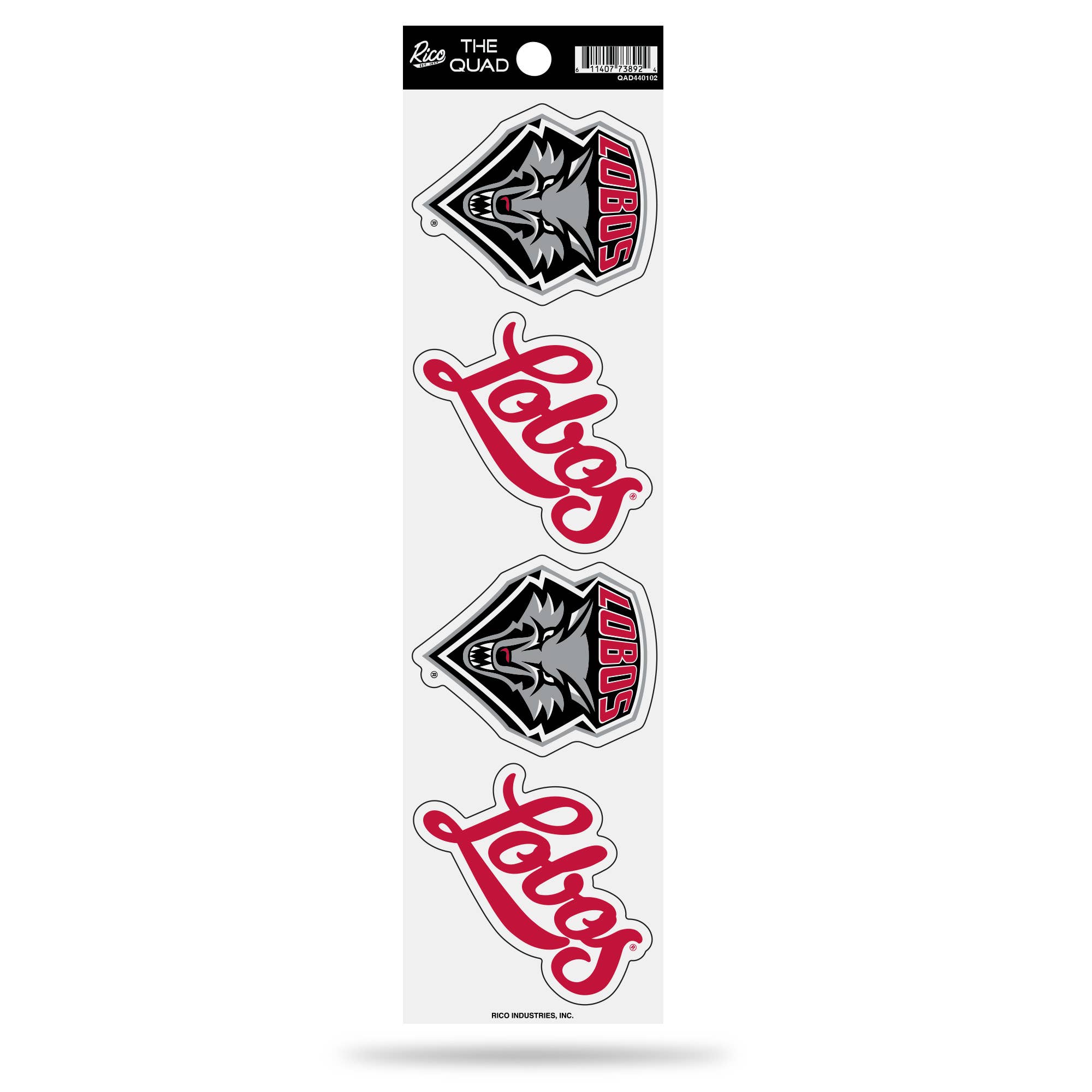 Rico Industries - Vente Breloque décorative pour voiture – unisexe - NCAA New Mexico Lobos Autocollant Quadruple0