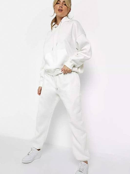 White Casual Athleisure Hoodie & Sweat 2 Piece Set
for wholesale by ONELEVEN & CO.