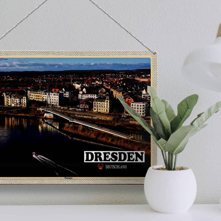 Femer - Vendita all'ingrosso Cartelli - Targa in latta Dresden Germany Pieschen 40 x 30 cm2