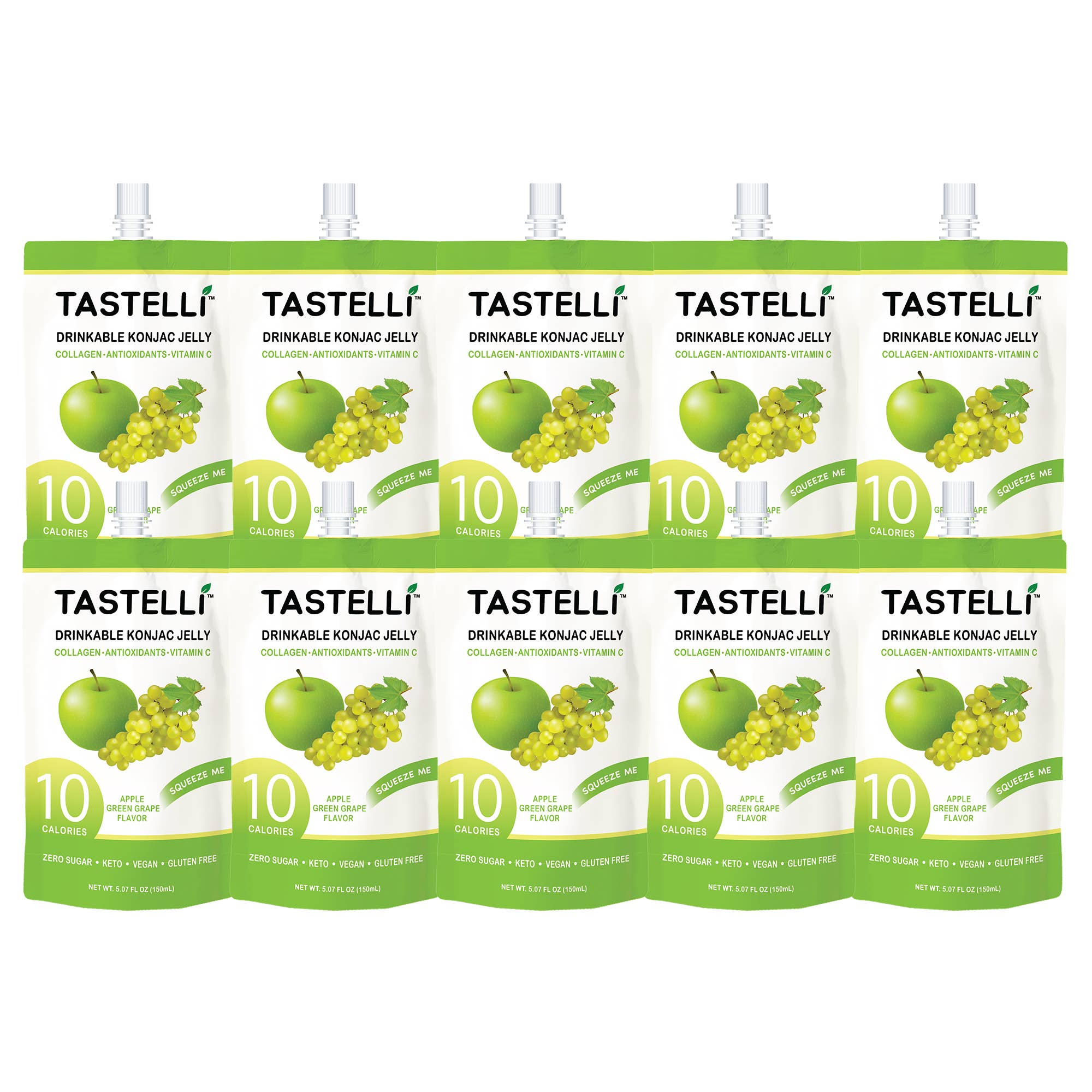 Tastelli - Venta al por mayor Aperitivo de fruta - Bebida de gelatina Tastelli de 10 calorías, manzana y uva verde1