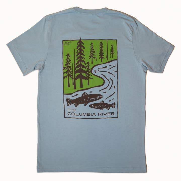 Columbia River Fish Unisex T-shirt (Denim) for engroshandel hos Tender Loving Empire