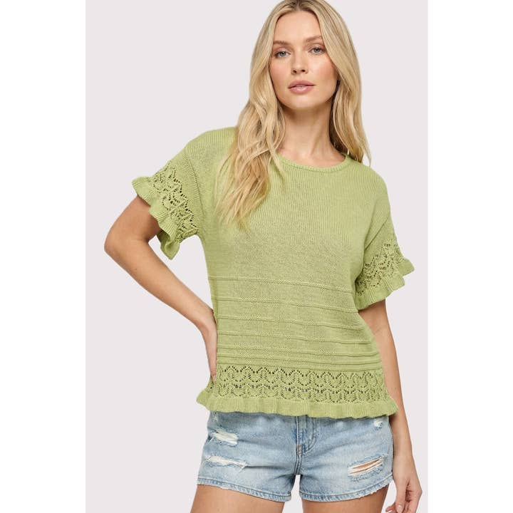 RUFFLE HEM FINISH SOLID SWEATER for wholesale by STACCATO