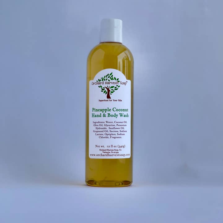 Pineapple Coconut Hand & Body Wash for wholesale by Orchard Harvest Soap