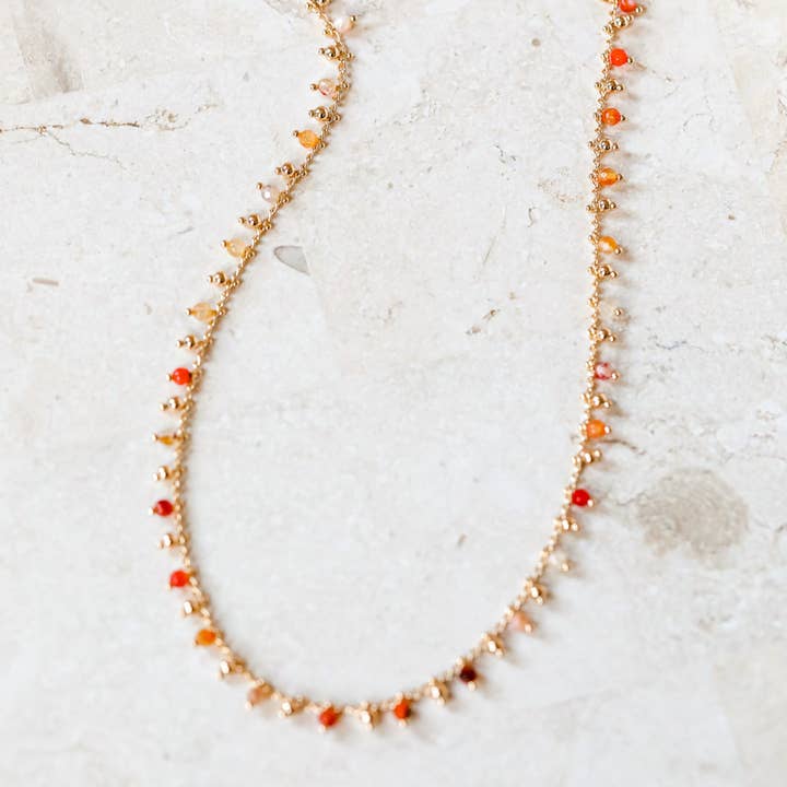 The Gilded Witch - Wholesale Beaded/Pearl Necklace - Midsummer Necklace - Orange Agate: Crystal Gemstone
