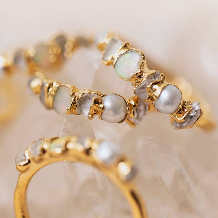 Dani Barbe - Wholesale Multi-Stone Ring - Iridescent Ombre Birthstone Ring, Rainbow Crystal Ring1