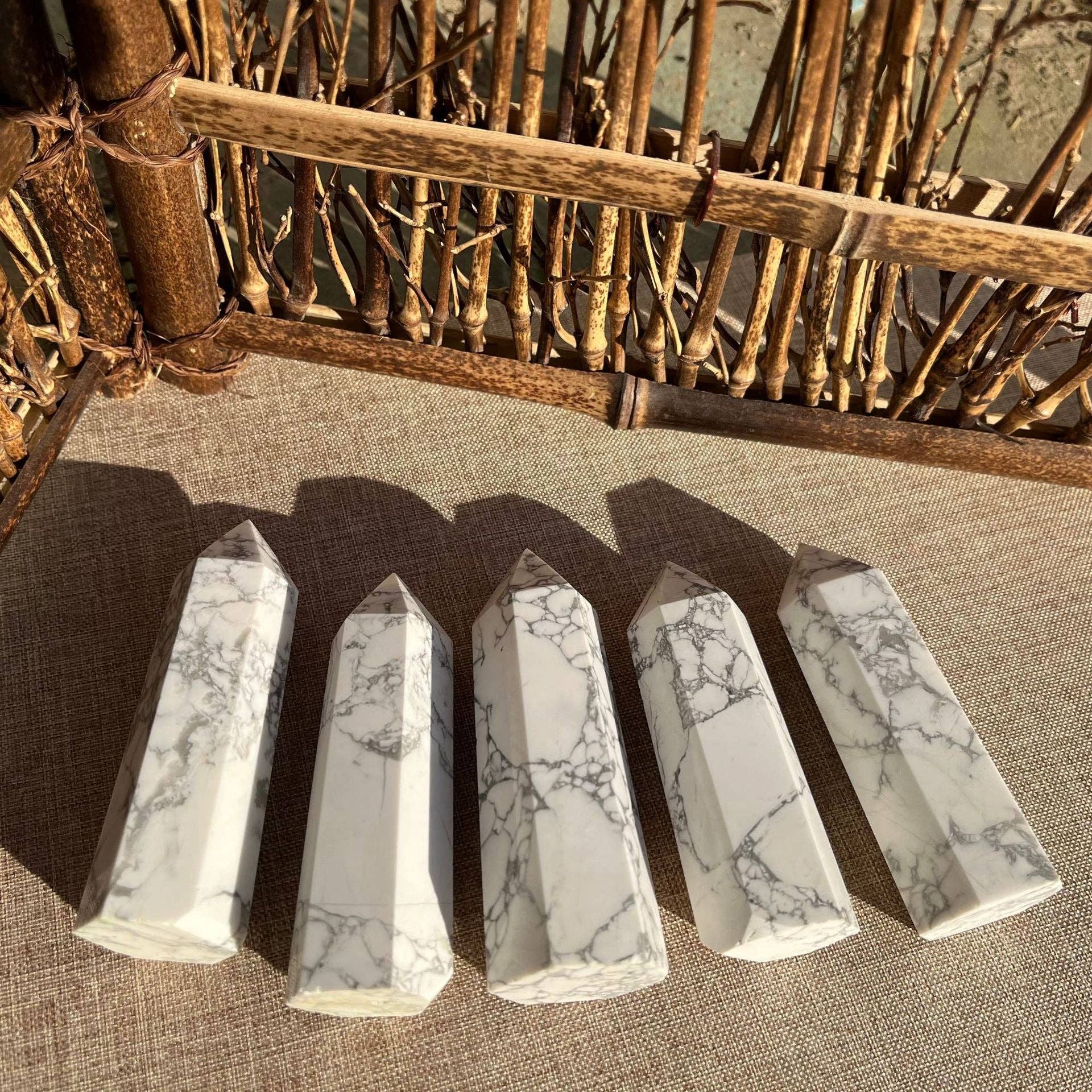 Moon Rituals - Wholesale Spiritual Stone/Crystal - Large Howlite Tower Point Obelisk Generator - 10x3cm | Calming Energy & Christmas Crystal Gift2