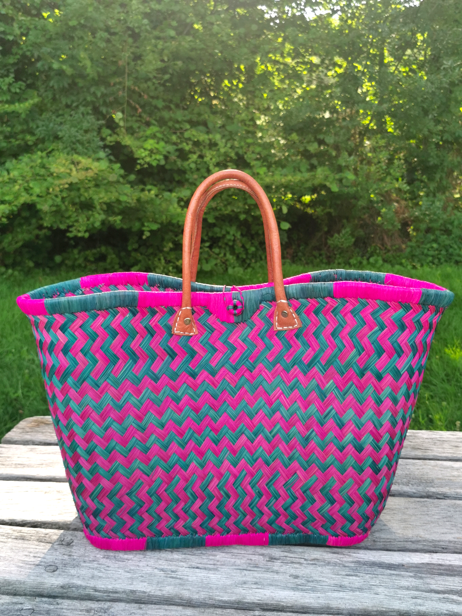 Nature et Fibre – wholesale Livsmedels-/Shoppingväska – Stor färgglad handvävd korg av halm, shoppingväska7