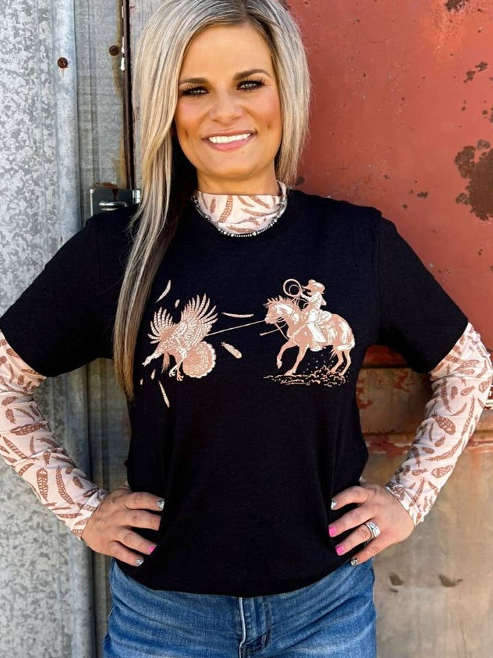 Sterling Kreek - Wholesale Blouse - Women's - Gobble Till You Wobble Mesh Top