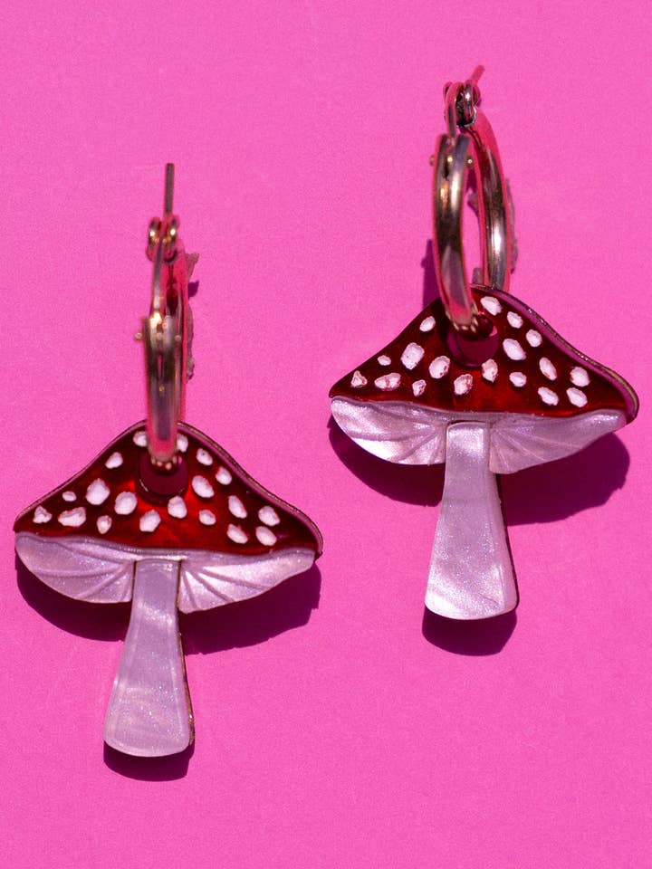 Mushroom Hoop Earrings for wholesale by Cuteryko
