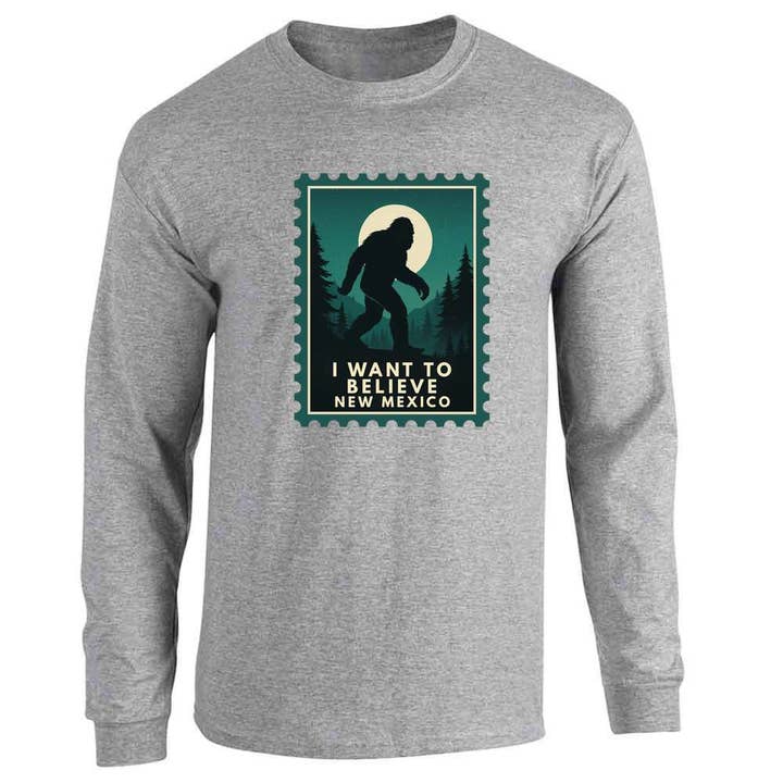 New Mexico I Want To Believe Bigfoot Sasquatch Long Sleeve for wholesale by Pop Threads