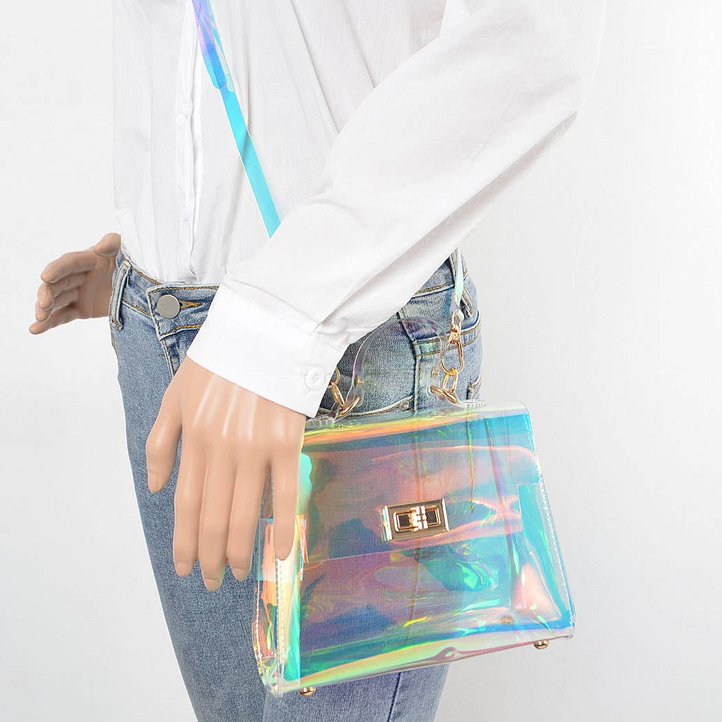 Multicolor Hologram Transparent Crossbody Bag for wholesale on Faire1