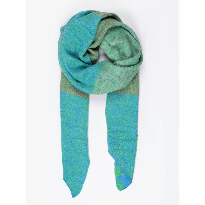 Sarta Accessories - Wholesale Scarf - Women's - Jana Heavyweight Scarf - Green/Grey, Houndstooth