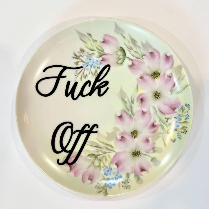 Assiettes Vintage à Jurons - "Va te faire foutre" pour la vente par Un Peche Mignon