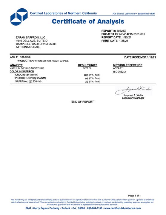 Zaran Saffron - Wholesale Dried Spice - Zaran Saffron Persian Saffron 2 Grams1