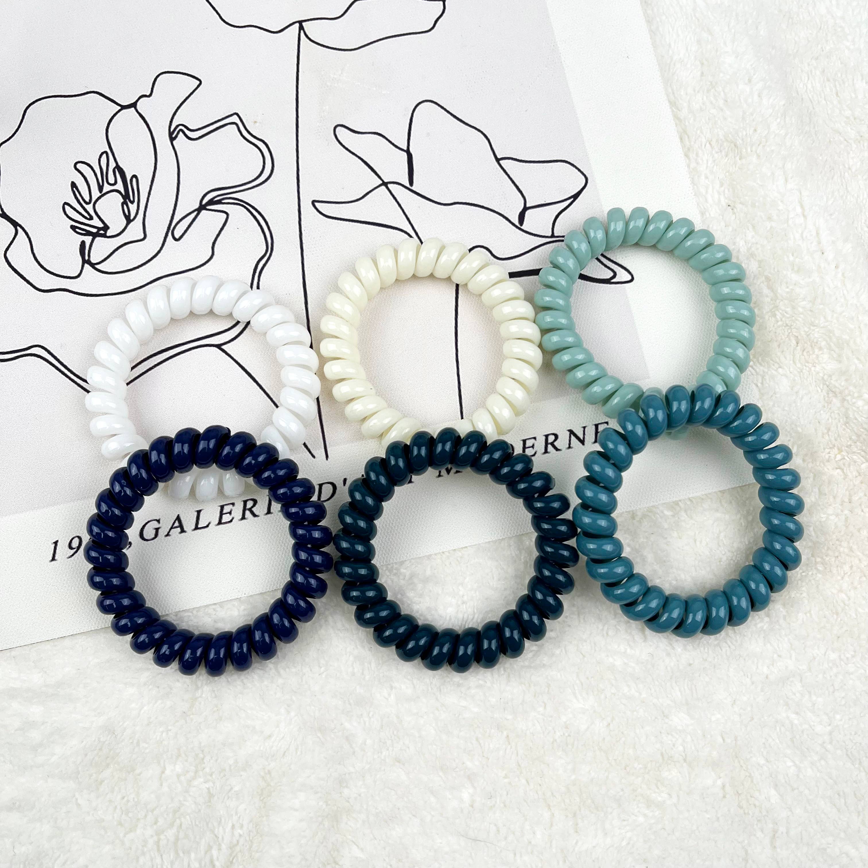 SoapElenGlen – wholesale Hair tie – 6PCS Candy Color Phone Wire Hair Tie Set4