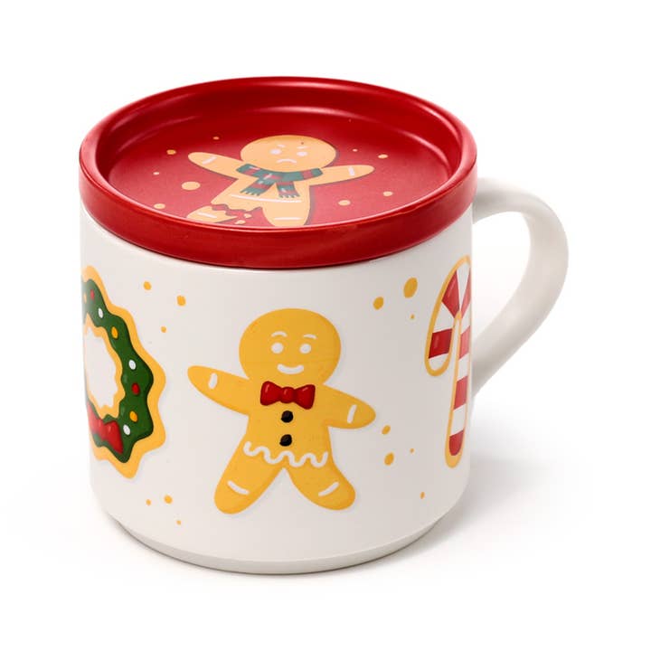 Puckator EU - Vente Tasse à café - Ensemble de tasses de Noël en porcelaine Baker Street avec couvercle