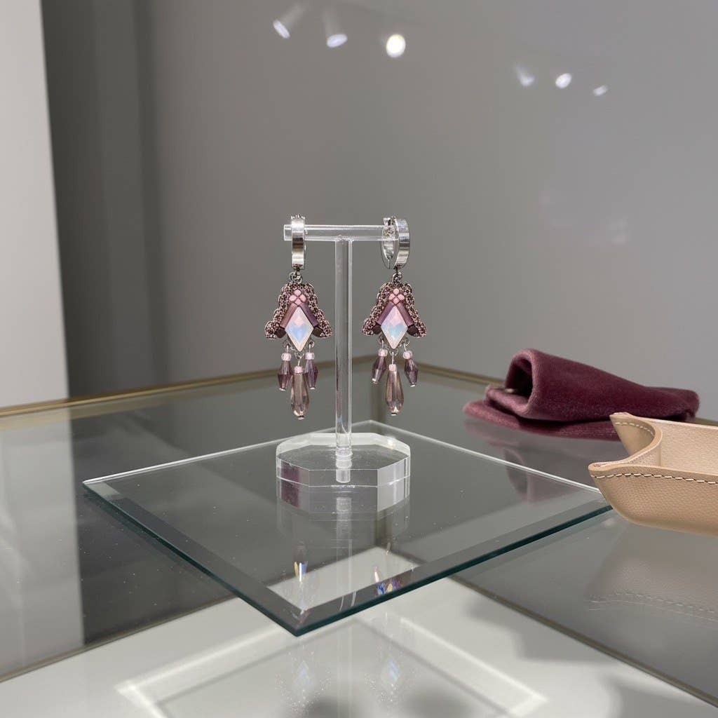 melizijewelry – wholesale Hängande örhängen – Tulipan Roze kristallörhängen3