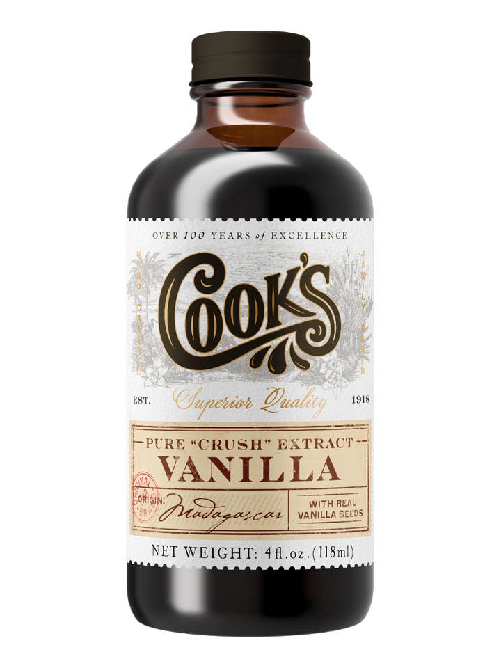 Crush Pure Vanilla Extract with Vanilla Bean Seeds for wholesale by Cook Flavoring Company