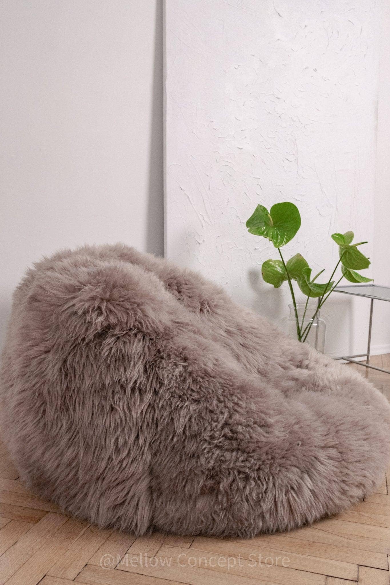Mellow - Wholesale Pouf - Natural Sheepskin Beanbag - Greige1