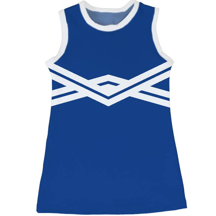 Royal and White Sleeveless Cheerleader A Line Dress for wholesale by Vive La Fete